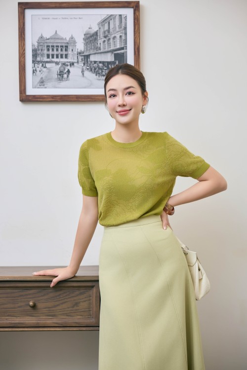 Sixdo Dark Olive Green Knit Blouse